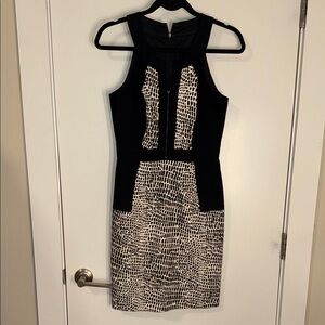 Trina Turk animal printed dress black white size 2 EUC
